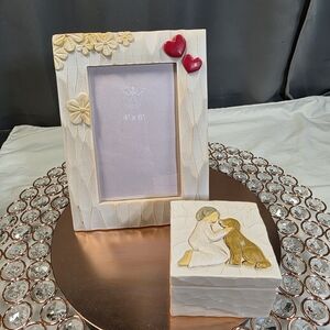 Dog Lover Resin Keepsake Box and 4x6 Picture Frame Set